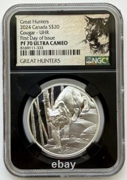 2024 Canada 1 oz Silver Proof Great Hunters Cougar NGC PF70 FDOP Ultra Cameo