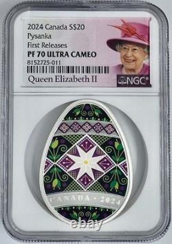 2024 Canada $20 Pysanka Ukrainian Egg Colorized Silver Coin NGC PF70UCAM FR