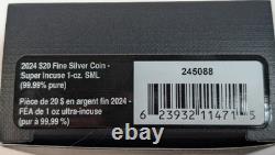 2024 Canada $20 Super Incuse Silver Maple Leaf (SML) 1 Oz 99.99%Pure Silver