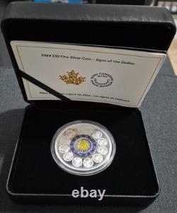 2024 Canada $30 Fine Silver Coin Signs of the Zodiac 2 oz. 9999 Silver Proof NIB