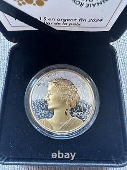 2024 Canada Peace Dollar 1 oz. 9999 Silver Proof UHR Coin Gilded In OGP