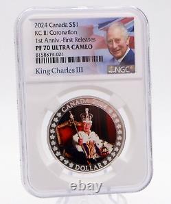 2024 Canada Silver Dollar Proof Ngc Pf70 Ucam King Charles 1st Coronation Fr