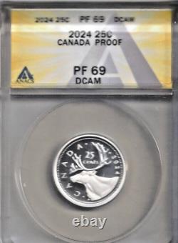 2024 Canada Silver Proof KCIII 25 Cent Certified ANACS PF69 Coin