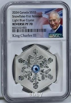 2024 Canada Snowflake Light Blue Crystal $20 Silver Coin Reverse Proof NGC PF70