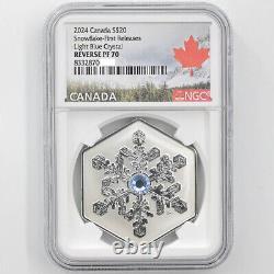 2024 Canada Snowflake Light Blue Crystal 20CAD 1oz Silver Proof Coin NGC PF 70FR