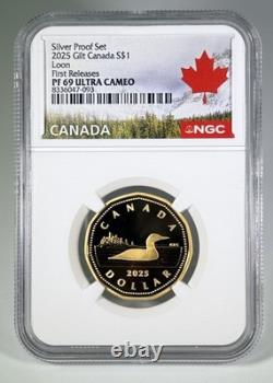 2025 $1 Canada Gilt. 9999 Silver Proof Loonie Ngc Pf69 Ucam Loon First Releases