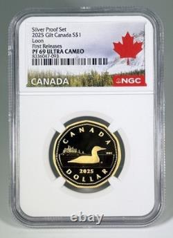 2025 $1 Canada Gilt. 9999 Silver Proof Loonie Ngc Pf69 Ucam Loon First Releases