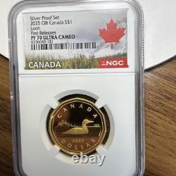 2025 $1 Canada Gilt. 9999 Silver Proof Loonie Ngc Pf70 Ucam Loon First Releases
