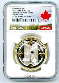2025 $1 Canada Gilt Silver Dollar Proof Ngc Pf69 Tomb Of The Unknown Soldier Fr