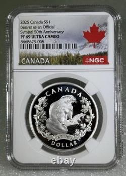 2025 $1 Canada Silver Dollar Proof Ngc Pf69 Ucam Beaver As An Official Symbol Fr