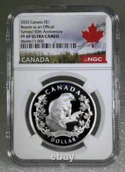 2025 $1 Canada Silver Dollar Proof Ngc Pf69 Ucam Beaver As An Official Symbol Fr