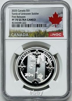 2025 $1 Canada Silver Dollar Proof Ngc Pf70 Tomb Of The Unknown Soldier Fr