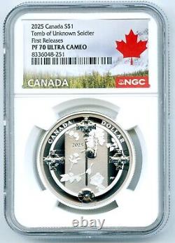 2025 $1 Canada Silver Dollar Proof Ngc Pf70 Tomb Of The Unknown Soldier Fr