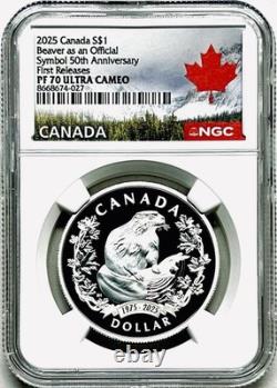 2025 $1 Canada Silver Dollar Proof Ngc Pf70 Ucam Beaver As An Official Symbol Fr