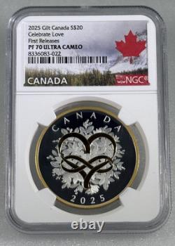 2025 $20 Canada 1 Oz Silver Gilt Ngc Pf70 Celebrate Love Proof First Releases