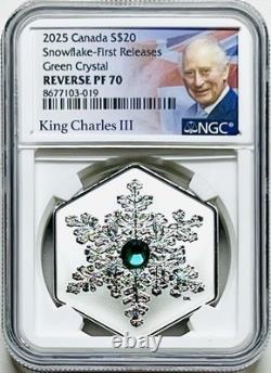 2025 $20 Canada 1oz Silver Proof Green Crystal Snowflake Ngc Pf70 Fr (pop=22)