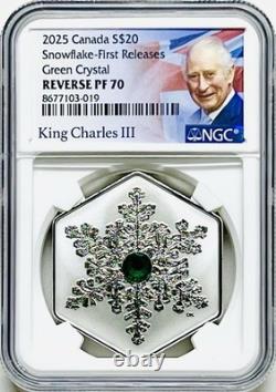2025 $20 Canada 1oz Silver Proof Green Crystal Snowflake Ngc Pf70 Fr (pop=22)