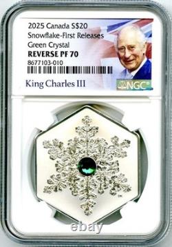 2025 $20 Canada 1oz Silver Proof Ngc Pf70 Snowflake Green Crystal First Releases