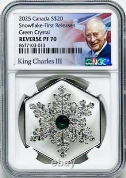 2025 $20 Canada 1oz Silver Proof Ngc Pf70 Snowflake Green Crystal First Releases