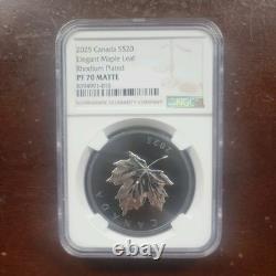 2025 $20 Canada Rhodium Silver Proof Ngc Pf70 Elegant Maple Leaf First Releases