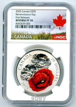 2025 $20 Canada Silver Reverse Proof Ngc Pf70 Remembrance Day Poppy Fr