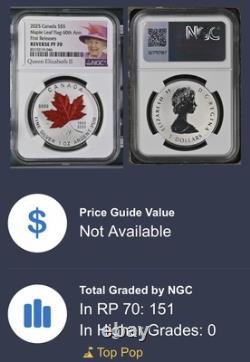 2025 $5 1 Oz Silver Canada 60th Maple Leaf Flag Ngc Pf70 Queen Elizabeth Fr