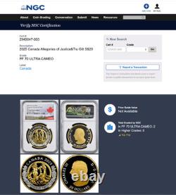 2025 CA $20 Justice & Truth Silver Gold NGC PF70 ULTRA CAMEO = Top Grade