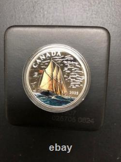2025 Canada $15 Tall Ships Three-Masted Schooner 3/4 oz colorized silver proof