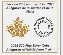 2025 Canada $20 ALLEGORIES OF JUSTICE & TRUTH Gilt NGC PF70 FR BOX/COA