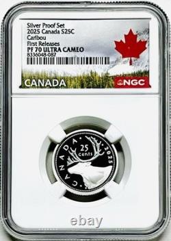 2025 Canada 25 Cent. 9999 Silver Proof Ngc Pf70 Caribou Quarter First Releases