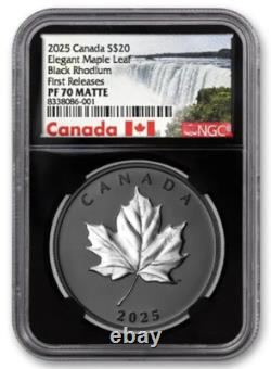2025 Canada Elegant Maple Leaf Black Rhodium 1 Oz Silver NGC PF70 Coin JR083