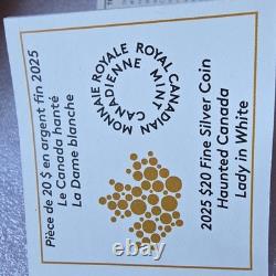 2025 Canada Haunted Canada Lady in White 1 oz Silver Proof Black Light Coin Bar