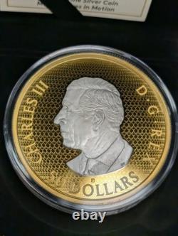 2025 Canada Maple Leaves in Motion $50 Pure Silver Coin Reverse Gold Plating