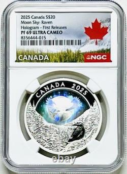 2025 Canada Moon Sky Raven $20 Silver Holographic Proof Ngc Pf69 Fr Pop=17