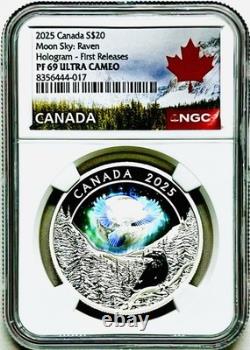 2025 Canada Moon Sky Raven $20 Silver Holographic Proof Ngc Pf69 Fr Pop=17