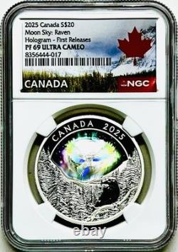 2025 Canada Moon Sky Raven $20 Silver Holographic Proof Ngc Pf69 Fr Pop=17