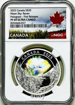 2025 Canada Moon Sky Raven $20 Silver Holographic Proof Ngc Pf69 Fr Pop=17