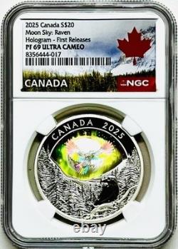2025 Canada Moon Sky Raven $20 Silver Holographic Proof Ngc Pf69 Fr Pop=17