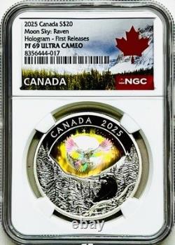 2025 Canada Moon Sky Raven $20 Silver Holographic Proof Ngc Pf69 Fr Pop=17