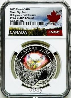 2025 Canada Moon Sky Raven $20 Silver Holographic Proof Ngc Pf69 Fr Pop=17