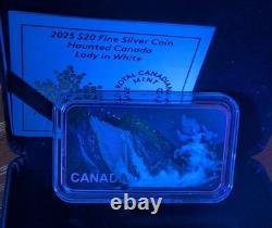 2025 Haunted Canada #1 Lady in White $20 Pure Silver Proof Glow-In-The-Dark