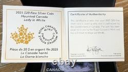 2025 Haunted Canada #1 Lady in White $20 Pure Silver Proof Glow-In-The-Dark