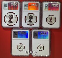 2025 Queen Elizabeth Silver 60th Maple Leaf Flag Ngc Pf70 5-coin Rev Proof Set