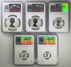 2025 Queen Elizabeth Silver 60th Maple Leaf Flag Ngc Pf70 5-coin Rev Proof Set