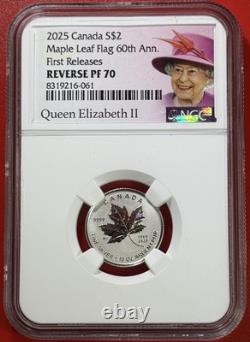 2025 Queen Elizabeth Silver 60th Maple Leaf Flag Ngc Pf70 5-coin Rev Proof Set