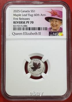 2025 Queen Elizabeth Silver 60th Maple Leaf Flag Ngc Pf70 5-coin Rev Proof Set
