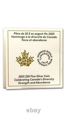 2025 RCM Canada $20 Strength & Abundance 1oz Silver Coin Proof Red Coral Box COA