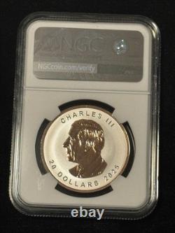 2025 ROSE GILT 1 OZ SILVER REVERSE PROOF PF NGC 70 Canada Maple KING CHARLES