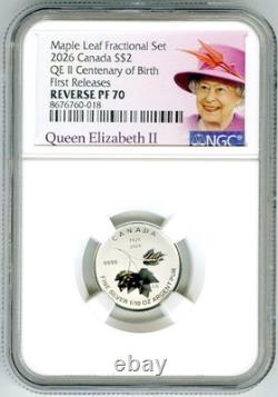 2026 $2 1/10 Oz Silver Canada Qeii Centenary Maple Leaf Ngc Pf70 Rev Proof Fr