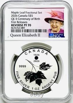 2026 $5 Canada 1oz Silver Qeii Centenary Maple Leaf Ngc Pf70 Reverse Proof Fr